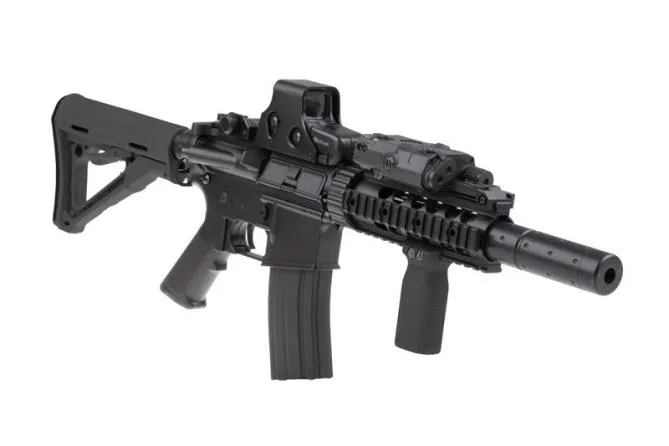 Spartac SRT 15 M4 Commando Rifle mit Silencer Black AEG 0,5 Joule